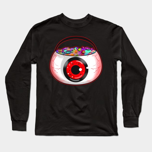 Sweet Bucket Scary Eye Sweets Collecting On Halloween Long Sleeve T-Shirt by SinBle